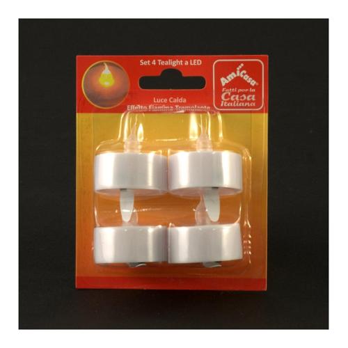 Amicasa Set candele 4 pz Tealight Led Giallo effetto fiamma Art.1