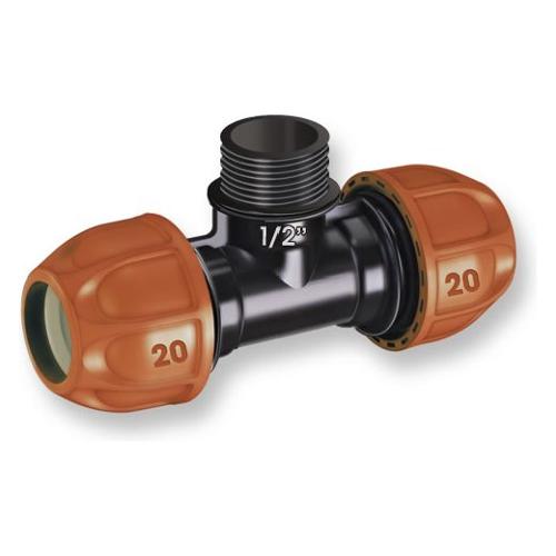 Claber Raccordo derivatore A T Filettato per Tubo Polietilene RAINJET per tubi 16,6 - 20 mm 90325