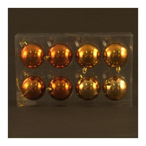 Amicasa Set palline albero Natale (8pz-6cm) Plastica Oro e Rame 111