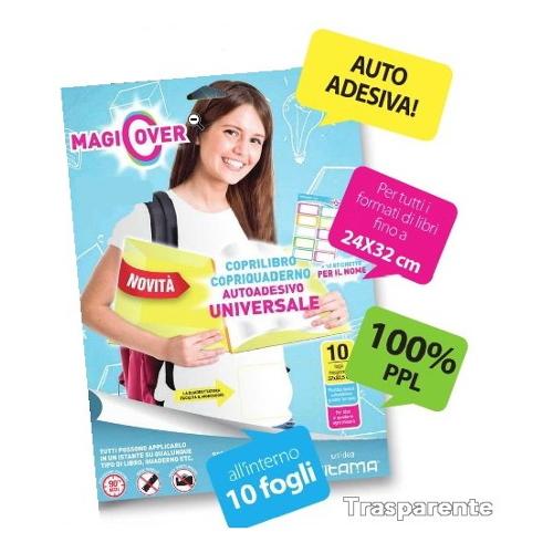 Mitama Copertina coprilibro autoadesiva 10 fogli A4 (24x32cm) MAGIC COVER Trasparente 62120