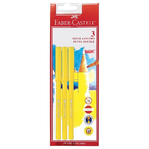 Faber Castell Pennarelli disegno standard sezione tonda 3 pz tratto Medio - 0,7 mm CASTELLO giallo 15300799003