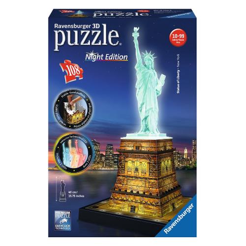 Ravensburger Puzzle 108 pz Statua Libertà con Luce 8a+ 3D 12596