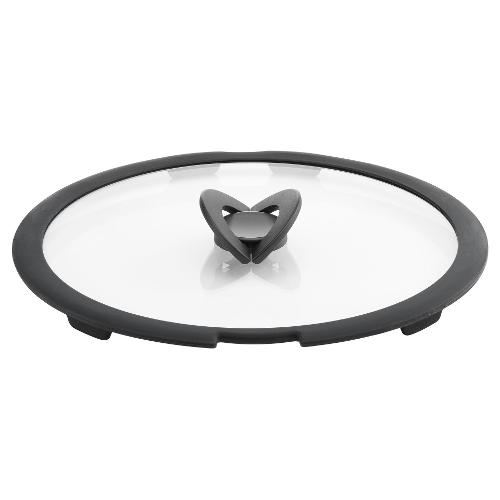 Lagostina Coperchio pentola Vetro manico salvaspazio (28cm) INGENIO Trasparente e Grigio 010244060128