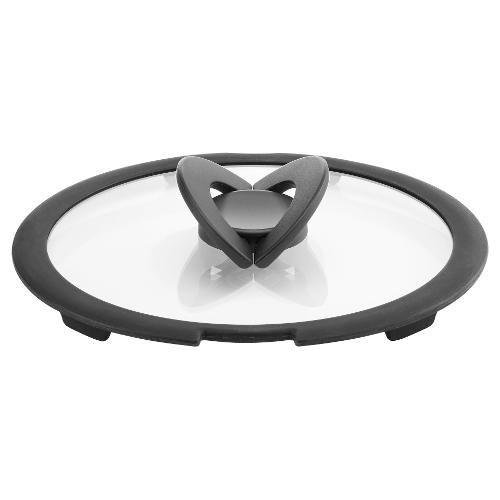 Lagostina Coperchio pentola Vetro manico salvaspazio (20cm) INGENIO Trasparente e Grigio 010244060120