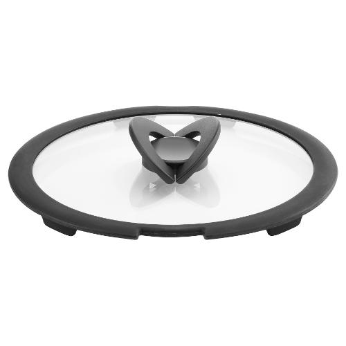 Lagostina Coperchio pentola Vetro manico salvaspazio (22cm) INGENIO Trasparente e Grigio 010244060122