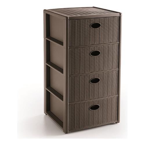 Stefanplast Cassettiera salvaspazio 4C (40x40x80cm) ELEGANCE Moka 30402