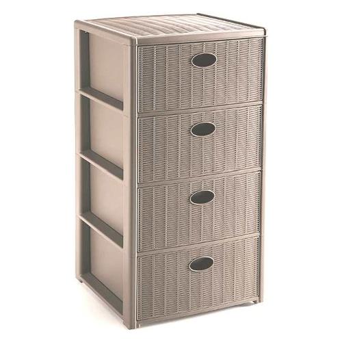 Stefanplast Cassettiera salvaspazio 4C (40x40x80cm) ELEGANCE Tortora 30401