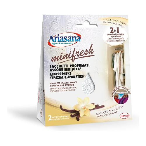 Ariasana Assorbiumidità sacchettini MINIFRESH 2 buste da 50 gr Fiori vaniglia 2092177
