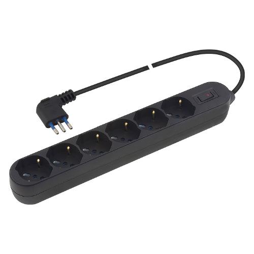 Poly Pool Multipresa tavolo 6 uscite con interruttore sicurezza 10/16A Nero PP2516 2