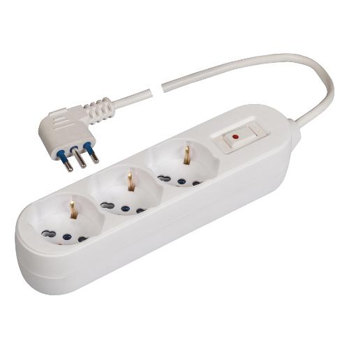 Poly Pool Multipresa tavolo 3 uscite con interruttore sicurezza 10/16A Bianco PP2513