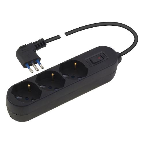 Poly Pool Multipresa tavolo 3 uscite con interruttore sicurezza 10/16A Nero PP2513 2