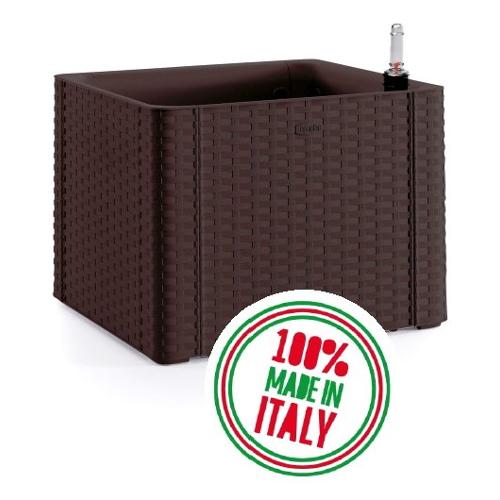 Stefanplast Fioriera quadra con riserva acqua (43x43x33 cm) NATURAL DELUXE Marrone moka 75701