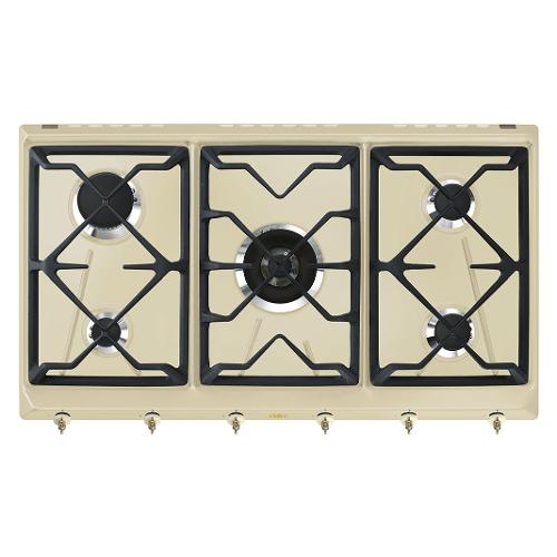 Smeg Piano cottura gas 5 zone COLONIALE SRV896POGH Panna (90cm)