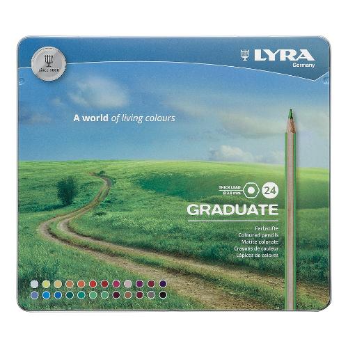 Lyra Set matite colorate classiche sezione esagonale 24 pz astuccio metallo GRADUATE Colori assortiti L2871240