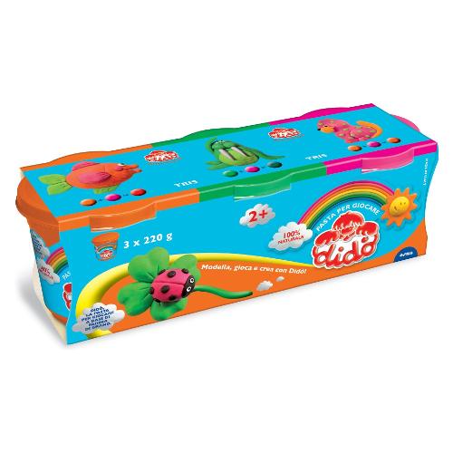 Fila Pasta modellabile Tris 3 barattoli 220gr colori assortiti DIDÒ Arancio, Verde e Magenta 390461