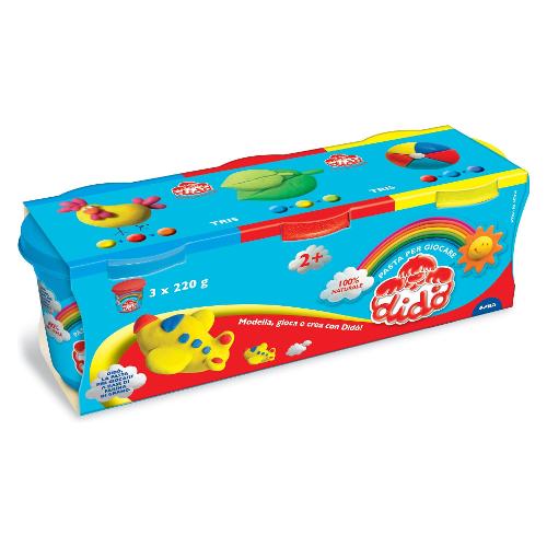 Fila Pasta modellabile Tris 3 barattoli 220gr colori assortiti DIDÒ Azzurro, Rosso e Giallo 390460