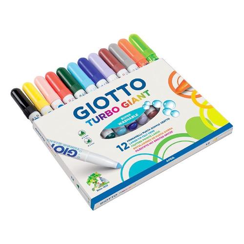 Fila Pennarelli disegno maxi sezione tonda 12 pz tratto Min 2,0; max 5,0 mm GIOTTO TURBOGIANT colori assortiti 432000