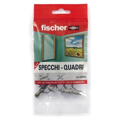 Fischer Set tasselli set con punta foratura Kit fissaggio Quadri e Specchi READY TO FIX 508693