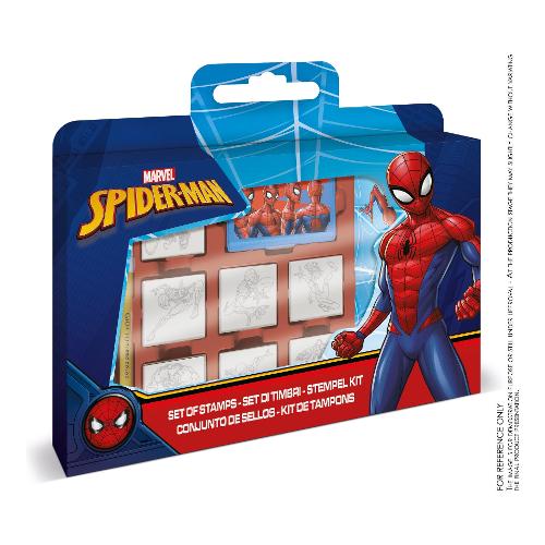 Multiprint Set timbri bambini 7 pz con pennarelli SPIDERMAN 07817