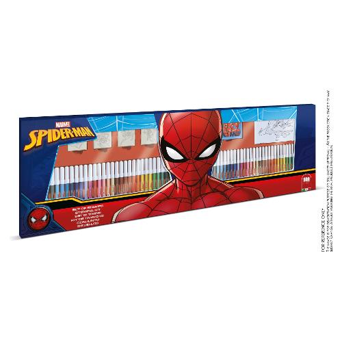 Set pennarelli e timbri disegno 60 pz + timbri e accessori Maxi Set  SPIDERMAN colori assortiti 18817