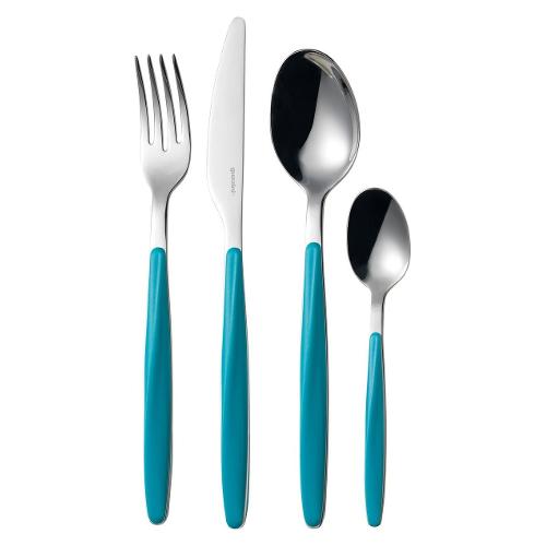 Guzzini Set posate tavola 24 pz Inox MY FUSION Azzurro 110700138