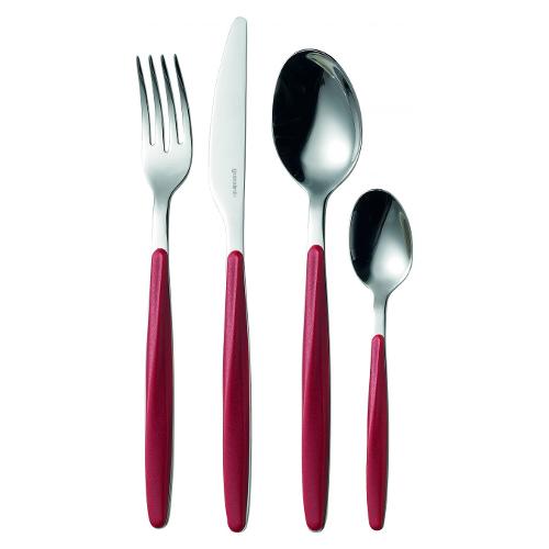 Guzzini Set posate tavola 24 pz Inox MY FUSION Rosso 11070055