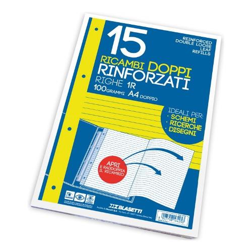 Blasetti Fogli ad anelli Rinforzati A4 1R (1 rigo) 6425 Confezione da 15 fg