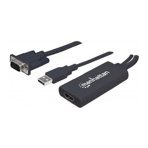 Manhattan Convertitore video da Vga e Usb ad Hdmi Black 152426