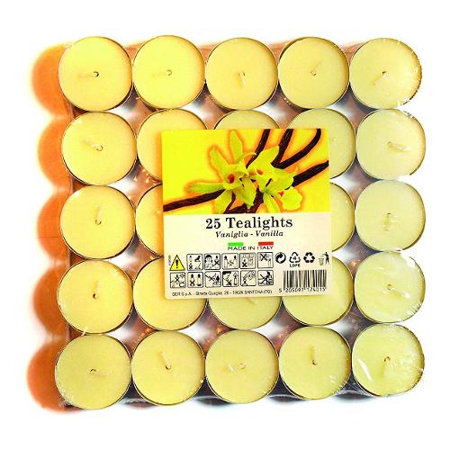 Ser Set candele profumate 25 pz Tea Light Vaniglia 021935D