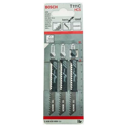 Bosch Set lame seghetto alternativo per legno T111C 3 pz 100 mm 2608630808