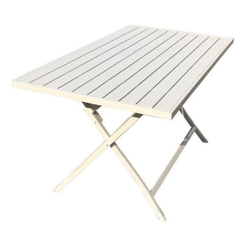 Amicasa Tavolo da esterno alluminio LERICI Fisso Bianco opaco (130x77x76cm) LS IT 10