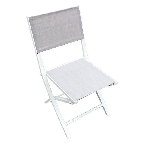 Amicasa Sedia da esterno alluminio, textilene CANOSA Bianco e Grigio LS TC511A
