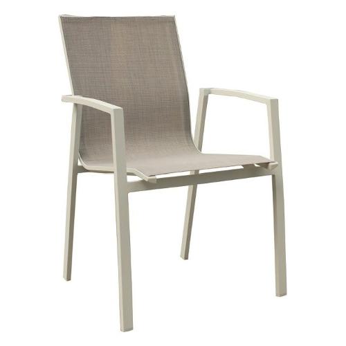 Amicasa Sedia con braccioli alluminio, textilene MONIA Bianco e Grigio LS TC711