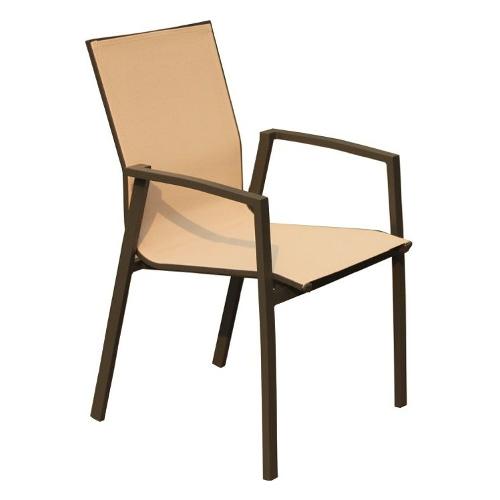 Amicasa Sedia con braccioli alluminio, textilene SANDRA Antracite e Tortora LS TC711