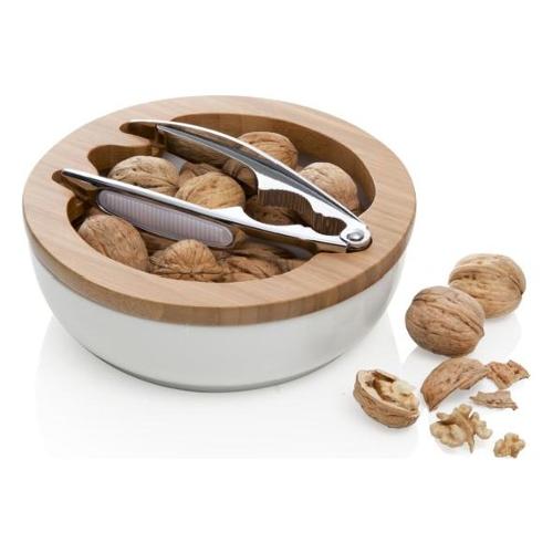 Brandani Porta noci (19,5cm) con schiaccianoci Bianco e Natural 55633