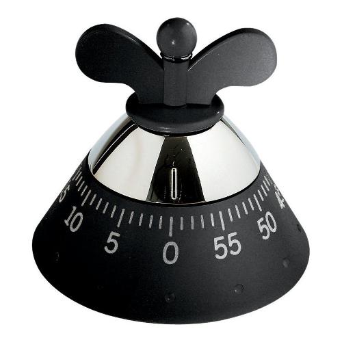 Timer cucina Meccanico 60 Minuti Acciaio satinato e Nero