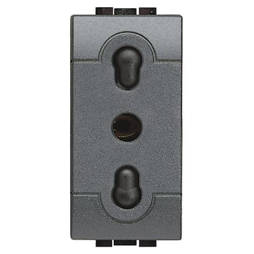 Bticino Modulo presa Incasso Antracite serie Living 2P+T 10/16A bipasso std italiano SL4180