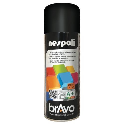 Nespoli Smalto spray satinato rapido BRAVO nero ral 9005 bomboletta 400 ml N0PCS49005