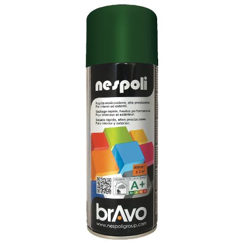 Nespoli Smalto spray lucido rapido BRAVO verde muschio ral 6005 bomboletta 400 ml N0PCA46005