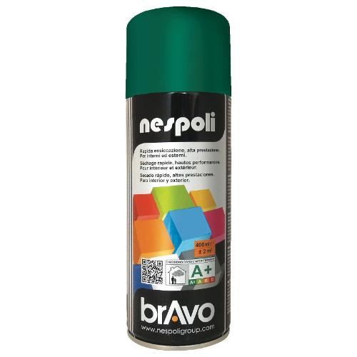 Nespoli Smalto spray lucido rapido BRAVO verde foglia ral 6002 bomboletta 400 ml N0PCA46002