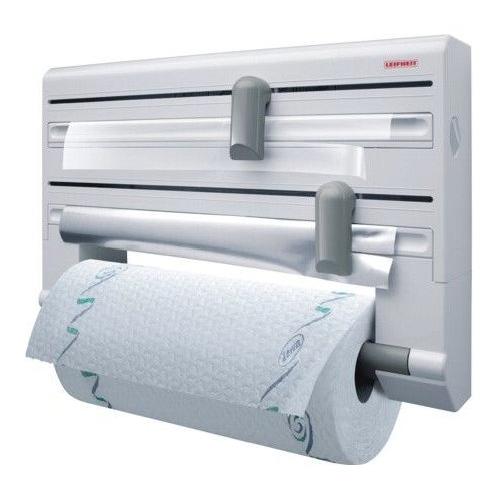 Leifheit Parat F2 ComfortLine Portarotoli per 3 rotoli, Taglia rotoli con  ripiano portaspezie, Portarotolo cucina carta