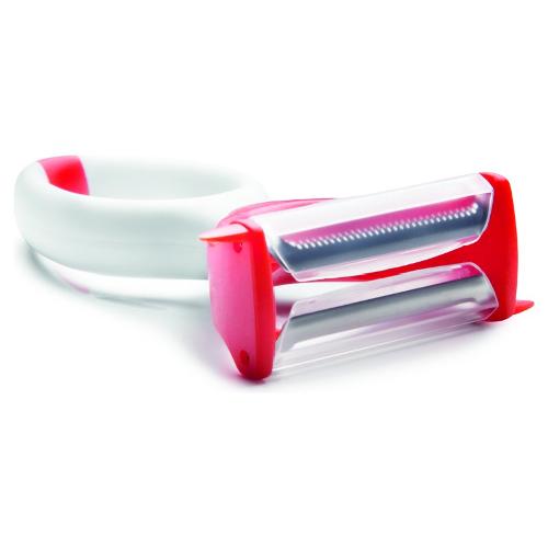 Ghidini Cipriano Pelapatate doppia lama Plastica DAILY Bianco e Rosso 0266