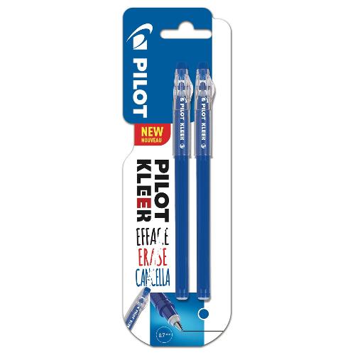 Pilot Set penne cancellabili sfera cappuccio 2 pz tratto Fine - 0,7 mm KLEER Blu ad olio 3800251