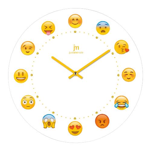 Lowell Orologio da parete (39cm) Emoticons JUSTAMINUTE Bianco e Giallo 14873