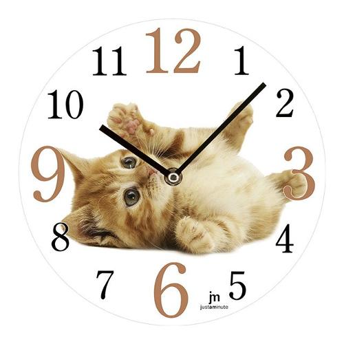 Lowell Orologio da parete (33,5cm) Gatto JUSTAMINUTE Bianco 14843