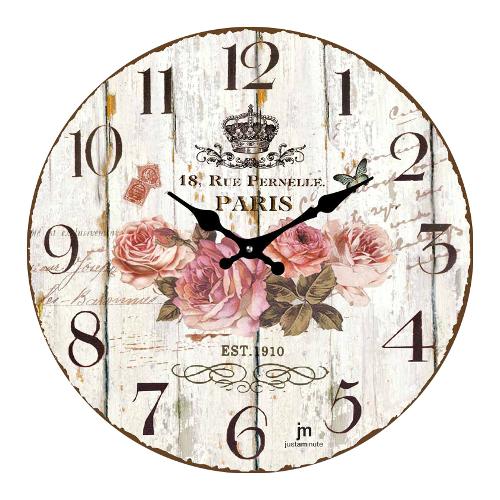 Lowell Orologio da parete (33,5cm) Old Rose JUSTAMINUTE Bianco 14852