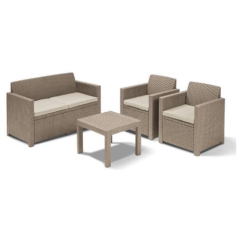 Allibert Set da esterno resina ALABAMA Lounge 4 posti Cappuccino K226810