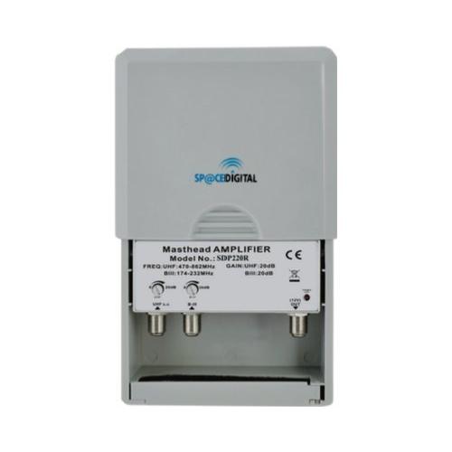 Corel Amplificatore tv Da Palo 2In 1Out con Connettori F Grey SDP220R