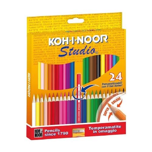 Koh I Noor Set matite colorate classiche sezione esagonale 24 pz con temperino STUDIO BASIC Colori assortiti DH3325
