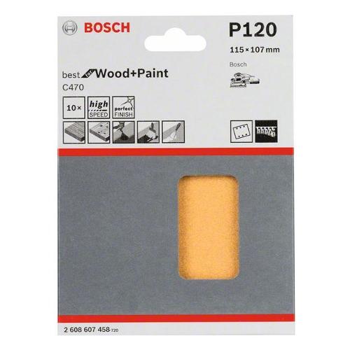 Bosch Set fogli abrasivi levigatrice 10 pz 115 x 107 mm 120 G 2608607458